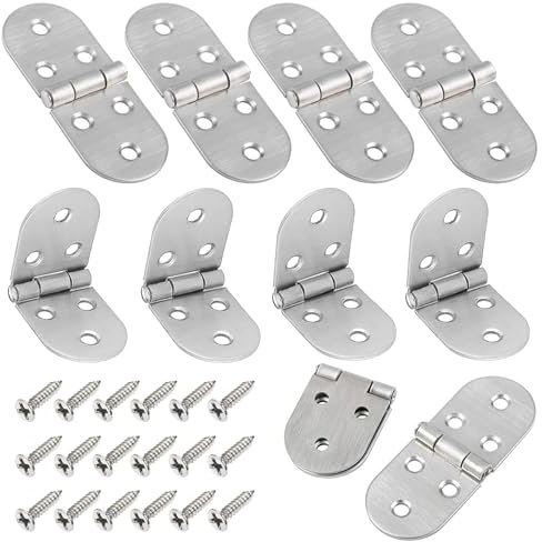 8 Pezzi Cerniera Pieghevole 180 Gradi, Connettori Cerniere in Acciaio Inox con 48 Viti, Cerniera Tavolo Pieghevole, Cerniere Rotonde Mobili, per Macchina da Cucire, Tavolo Pieghevole, Armadio, Porte