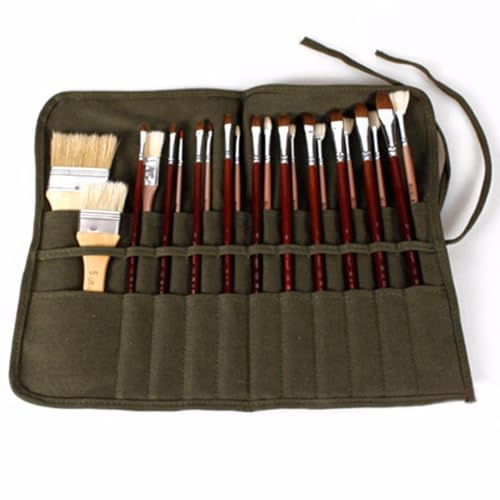 Homeily Paint Brush Roll, 22 Slot Canvas Brush Holder Case for Artists | Portable roll up brush organiser for watercolour, acrylic and oil painting brushes, travel friendly canvas storage
