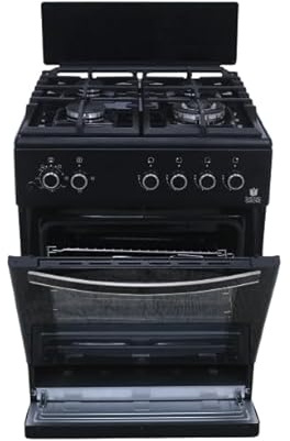 Gasline, Gas Standherd SHGG6060KGGB 60cm, Gasbackofen mit Thermostat, Grill, Umluft, WOK, Schwarz, Erdgas, LPG