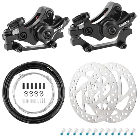 Trkimal Bicycle Disc Brake Kit Front Rear Caliper Brake Disc Set 140mm Rotor, Brake Cables, Brake lever Cable Kit for For Mountain Road Bike, Riding Bicycle (140mm Brake Sets)