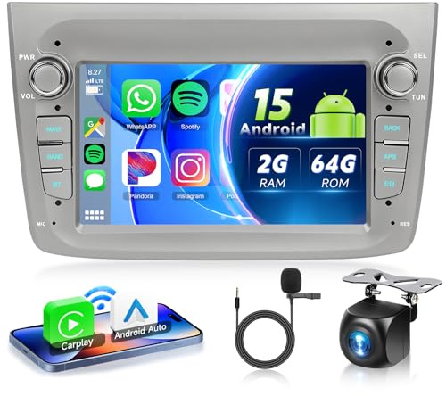 VECHTEL Autoradio 2G+64G Android 15 pour Alfa Romeo Mito 2008-2016, 7 Pouces HD Écran Tactile avec Carplay Android Auto sans Fil Dab+ GPS Wi-FI Bluetooth 2USB FM RDS Radio Caméra de Recul