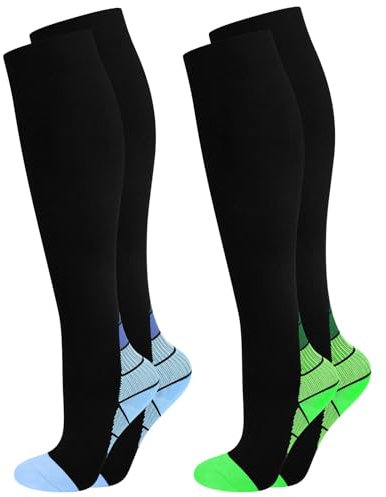 2 Pairs Compression Socks/Stockings for Men & Women,Support Socks Compression Stockings for Running, Swelling, Nurse, Flight, Nurses,Edema