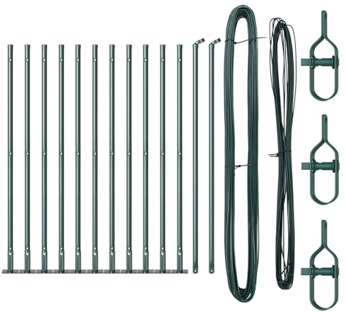 vidaXL Pali per Recinzioni con Base 13 Pz Ø32mm 50cm in Acciaio Zincato - Accessori per Recinzioni Resistenti agli Inciampi e alle Intemperie, Ideali per il Giardino e per Segnare i Confini