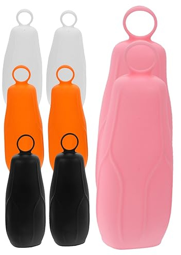 PACKOVE 8pezzi Manicotti in Silicone Riutilizzabili Per Bottiglie Da Viaggio Protezione Antiperdita Per Shampoo Lozioni Boccettini in Nero Bianco Arancione e Rosa Elastici e Resistenti