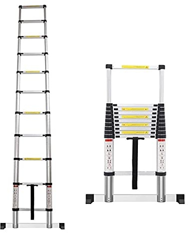 Scala telescopica leggera – Alluminio estensibile, resistente per uso interno/esterno, perfetta per tetto, camper, accesso soffitta, design compatto e portatile