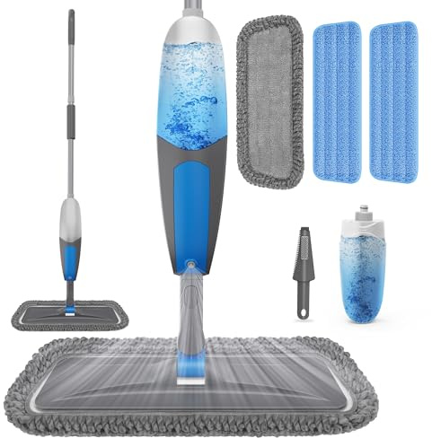 BPAWA Spray Mops for Floor Cleaning - Microfiber Wet Dry Dust Mop for Hardwood Laminate Wood Tile Vinyl Floors with 3 Washable Pads fit for Swiffer PowerMop