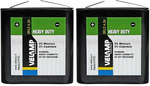 Velamp 3R12/1BP Pile 3R12 Plate 4,5 V, Zinc Carbone, Vert (Lot de 2)