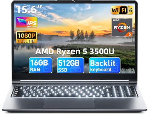 Liuord Portátil 15,6 Pulgadas, 16 GB de RAM y 512 GB de Almacenamiento, con AI Copilot Integrado, AMD R5 (supera al i5-13420H, hasta 3,6 GHz), Pantalla FHD, WiFi 6, USB 3.0 y Puerto Type-C