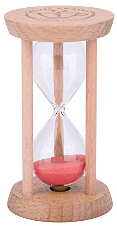 Mini-Sanduhr – Holz-Sanduhr, Timer, Holzfarbe, Werkzeug für Zuhause und Restaurant, 1 Minute/3 Minuten 1min Wood + Red