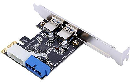 Bewinner Pci-E Scheda Di Espansione Usb3.0 Con Interfaccia 19Pin Frontale, 2 Porte Supporto Schede Desktop Xp 32/64 7 8 10, Scheda Pcie Super Speed Fino a 5 Gbps