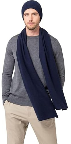 Style & Republic Schal aus 100% Kaschmir in blau, kuscheliger XL-Schal aus Kaschmir-Strick, one size 52 cm x 172 cm