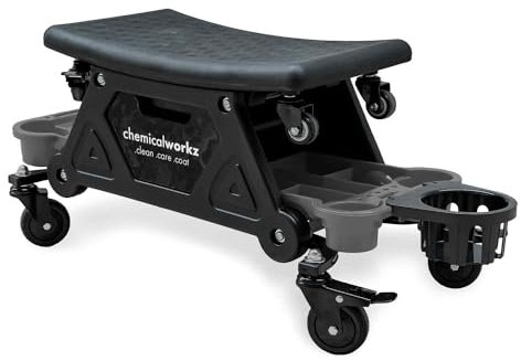 chemicalworkz® Detailing Creeper Sitzhocker rollbar | Werkstatthocker 140kg, Fahrbarer Werkstatt Rollsitz | Werkstattsitz mit Rollen und Ablagen, KfZ Werkstatthocker, Montagehocker