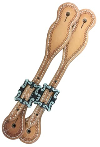 HR Saddlery Rope Border Adult Spur Straps with Fancy Buckles