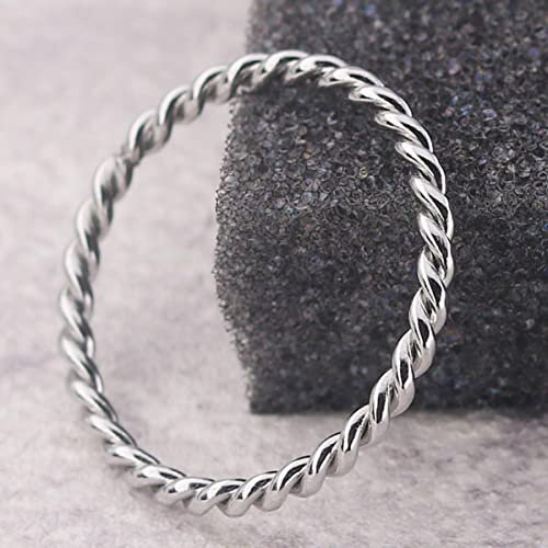 YAHOYA Vintage Titan Stahl Kleine Drehringe für Frauen Dünne Spirale Drahtseil Edelstahl Ring Schmuck