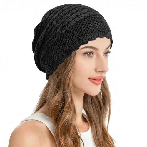 ZLYC Damen Sommer Strickmützen Handstricken Häkelmütze Vintage Beanie Mütze