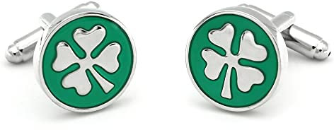 Originelle Manschettenknöpfe – Manschettenknöpfe mit Fantasie-Motiv – Partyzubehör oder Kostüm, Hemd und Jacke, Smoking, Kleeblatt mit 4 Blättern, One size