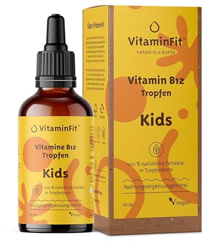 B12-Tropfen für Kinder – Bioaktives Methylcobalamin 2,5 µg – Vegan, alkoholfrei, zuckerfrei, 100 % natürlich – Flüssig – Vorrat für 2 Monate (50 ml)