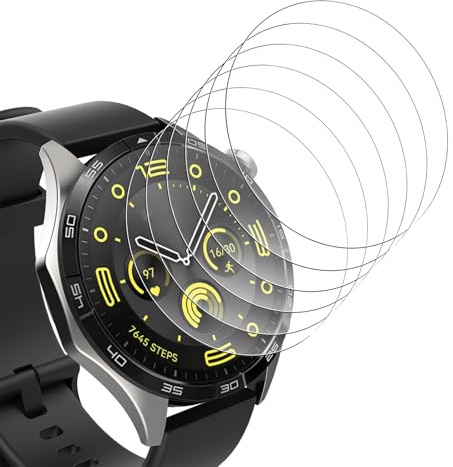 Bigqin 6 Pezzi Pellicola Protettiva Compatibile per Huawei Watch GT 7/6/5 pro/5/4 46mm, Protezione Schermo in HD Vetro Temperato Antigraffio