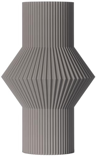 3D Vase Dekovase Banu 30cm Bodenvase Blumenvase Deko Vase Pampasgras Trockenblumen (Hellgrau)