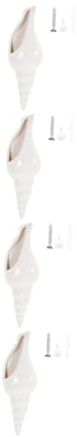 Warmhm 4 Stück Muschelvase aus Keramik Blumenvase zum einzug natürliche Muschelschale Hängevase Keramik Blumenstand Pflanztöpfe Wandmontierte Keramikvase Wandvasen Böhmen Weiß