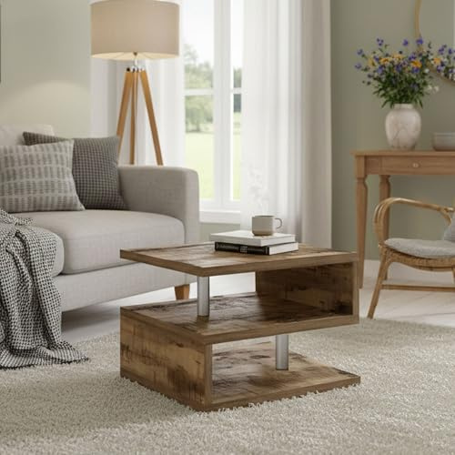 Dmora - Table Basse Gianni, Table Basse de Salon, Meuble de Rangement Bas, Table Basse, 55x55h41 cm, Érable