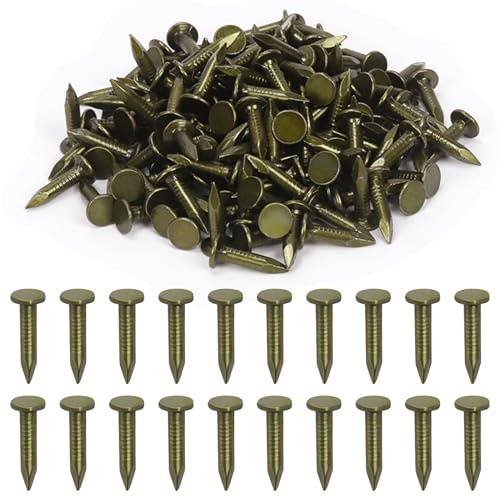 Swpeet Lot de 300 clous laqués en acier de haute qualité de 1,9 cm pour toiture, feutre de toiture, clous laqués utilisés pour fixer le feutre de toiture, les bardeaux d'asphalte et les panneaux