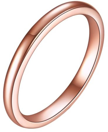 Bishilin Damen Ringe Personalisiert, Ring Edelstahl 2MM Schmal Bandring Rosegold Ringe Partnerring für Frauen Größe 67 (21.3)