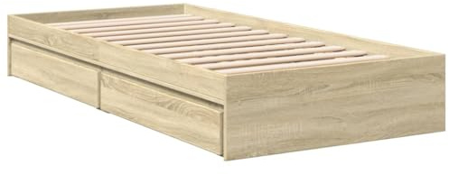 vidaXL Bettgestell mit Schubladen Sonoma-Eiche 100x200cm Holzwerkstoff