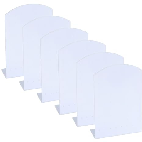 PATIKIL 6pz Espositore Orecchini Supporto Orecchini Acrilico 72 Fori Bianco | per Orecchini Negozio Dettaglio Mostra, Organizzatore Stoccaggio, L Rack Grande