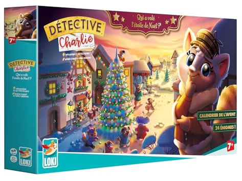 Détective Charlie Calendrier de l’Avent – Version Française – 24 Enigmes de Noël – Jeu d’Enquête Familial Progressif – 1 Joueur et + – 7 Ans et +
