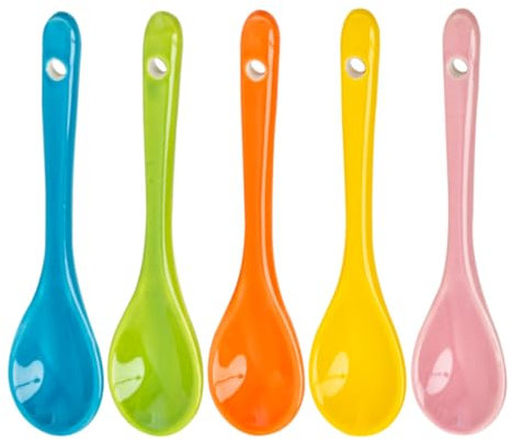 5 Stück Porzellan Eierlöffel,Marmeladenlöffel Keramik,porzellanlöffel,Dessertlöffel Mokkalöffel Kaviar Löffel,Wiederverwendbar Eierlöffel,Viele Farben