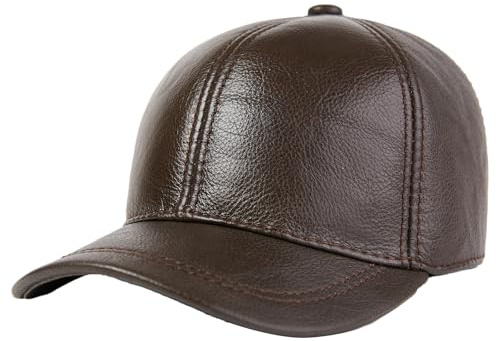 HAPPYPOP Leder Baseballmütze Basecap Baseballcap Mützen Winter Caps Kappe Herren Einstellbare Retro Baseball Hut Freizeit Cap modischste Vintage Golf Sport Outdoor