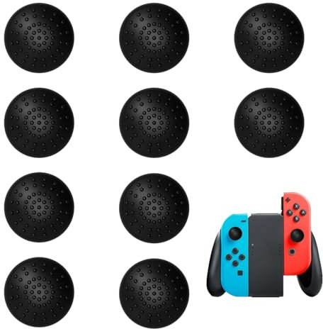 Joynine 5 Coppie di Coperture in TPU per Joystick del Nintendo Switch - Nintendo Switch Accessori - Coperture Nere per Controller Joy-Con - Installazione Facile, Esperienza di Gioco Migliorata