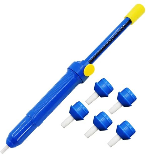 HZY Solder Sucker No Clog Desoldering Pump Electric Soldering Iron Auxiliary Tool for Solder Removing with 5 Pcs Replaceable Suckers, Vacuum Pump Desoldering Tool Sodering Pump Strong Suction Remover