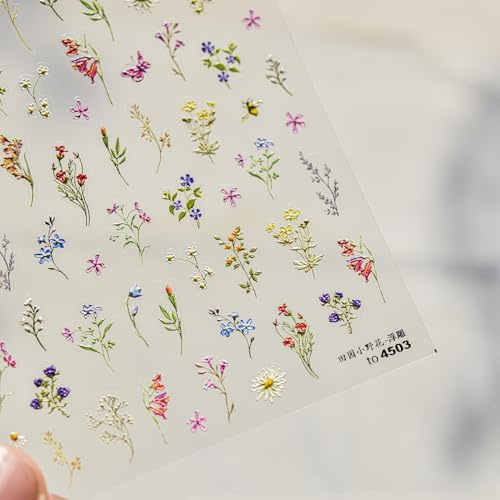 Mrltau 2 PCS 5D Nagelsticker Blumen, Frühling Blumen Nagelaufkleber, Blumen Nageltattoos, Frühling Nail Art Sticker, Damen Nageldesign Sticker, Nagelsticker Kinder