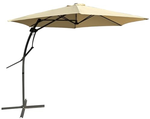 BAKAJI Ombrellone da Giardino Decentrato 3 x 3 Mt Palo in Metallo Chiusura a Leva Base a Croce Sistema Air Vent Arredamento Esterno Gazebo Piscina Giardino Terrazzo Ambienti Esterni (Ecru)
