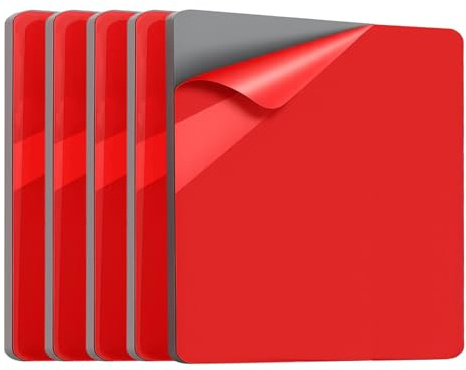 wilcractk Biadesivo Extra Forte Nastro Adesivo Trasparente in Schiuma EVA 5 Pezzi 10x10cm Rosso per Auto Fissaggio Oggetti Decorativi Pareti Metallo Plastica Vetro