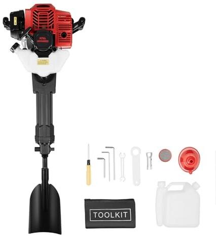 Garden Tree Digger, 52cc 2-stroke Petrol Powered Excavator Digging Machine with Shovel, 1900w 6500r/min Portable Tree Excavator for Garden Farm and Home