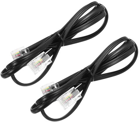 sourcing map 2 Pack RJ45 8P4C to RJ11 6P4C Adapter Converter Cable, RJ45 to RJ11 Adapter Telephone Handset Cord for Home, Office, 3.3ft, Black