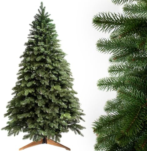 Evergreen Tree® Weihnachtsbaum Künstlich 180 cm | Premium 100% Spritzguss Weihnachtsbaum mit Holzständer, Naturgetreu Zweige - Made in EU - Artificial Christmas Tree