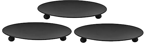 Amosfun 9 Pezzi Piattini Portacandele in Nero Supporto Candela Decorativo per Matrimoni Feste e Casa Design per Natale e Anniversari