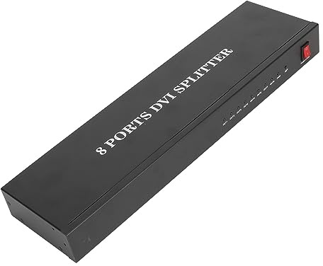 8 Ports DVI Splitter, 100‑240V 15m TRANSMISSION sans Perte 1920x1080p 1 sur 8 Out Splitter DVI Plug (Prise UE)