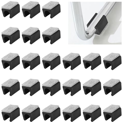 UFURMATE 24 cuscinetti per sedie da 13 mm, in plastica, con feltro, a forma di U, antiscivolo, rettangolari, tubolari (nero)