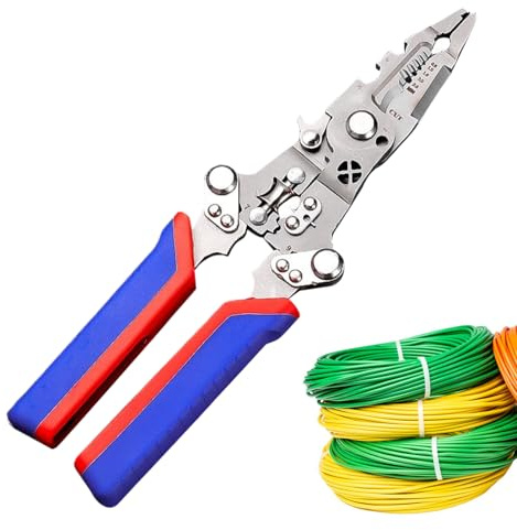 laxreheye Herramienta para pelar cables – Herramienta portátil con probador de tensión | Alicates pelacables para electricistas – para garaje, taller, hogar, fábrica, profesionales industriales y