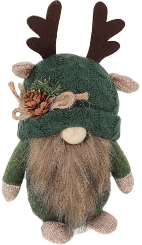 CLISPEED Christmas Gnome Figurine with Antlers Knitted Hat Forest Gnome Doll Holiday Ornaments Table Centerpiece Indoor Christmas Decor for Bedroom and Living Room