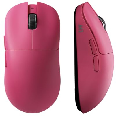YUNZII M1 Souris Gamer sans Fil à Capteur PAW3311 (Rose) | 3 Niveaux DPI Réglables(Max 10000), Triple Mode Bluetooth/2.4G/USB-C, Légère, Rechargeable, Logiciel, pour Win/Mac