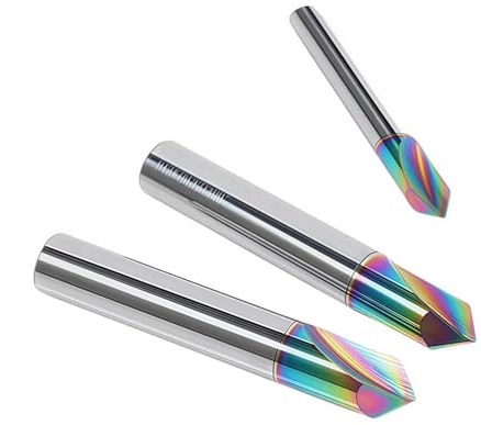HRC55 2F Gerader Fasenfräser 90 Grad Wolframstahl Hartmetall-Schnitzfräser(10x10Dx75Lx90deg,1PCS)
