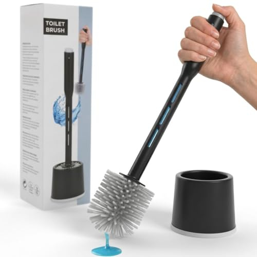 Escobilla de baño con dispensador de jabón Recargable| Cepillo WC de Silicona 360 sin Salpicaduras | Escobillero con Soporte higiénico, diseño Moderno y sin Montaje