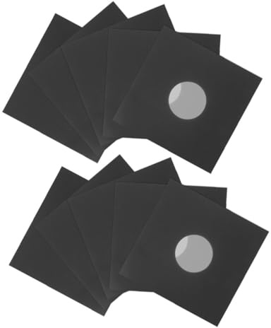 ABOOFAN Accessoires pour Tourne-Disques 12 Pochettes de Disques Vinyle Kraft Noir 7 Pouces Protection Solide pour Collectionneurs de Vinyles