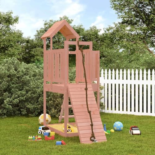 mzdioop Lektorn med klättervägg och sandlåda av massivt duglasiträ 229 x 107 x 214 cm trädgårdsleksak för barn 3–8 år med stege, rep, robust träram, utomhuslekplats för trädgård